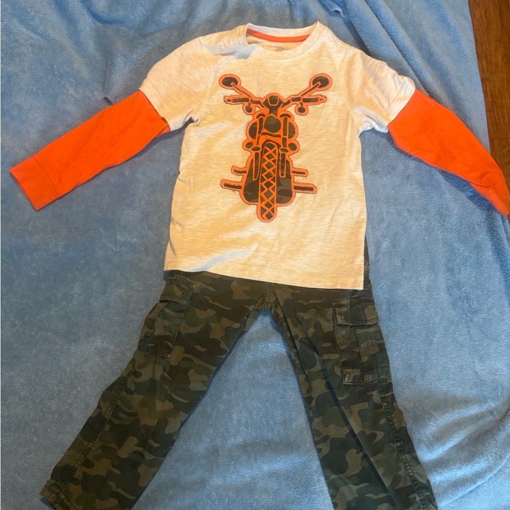 JK Designs Orange and Gray Motorcycle Kids Set